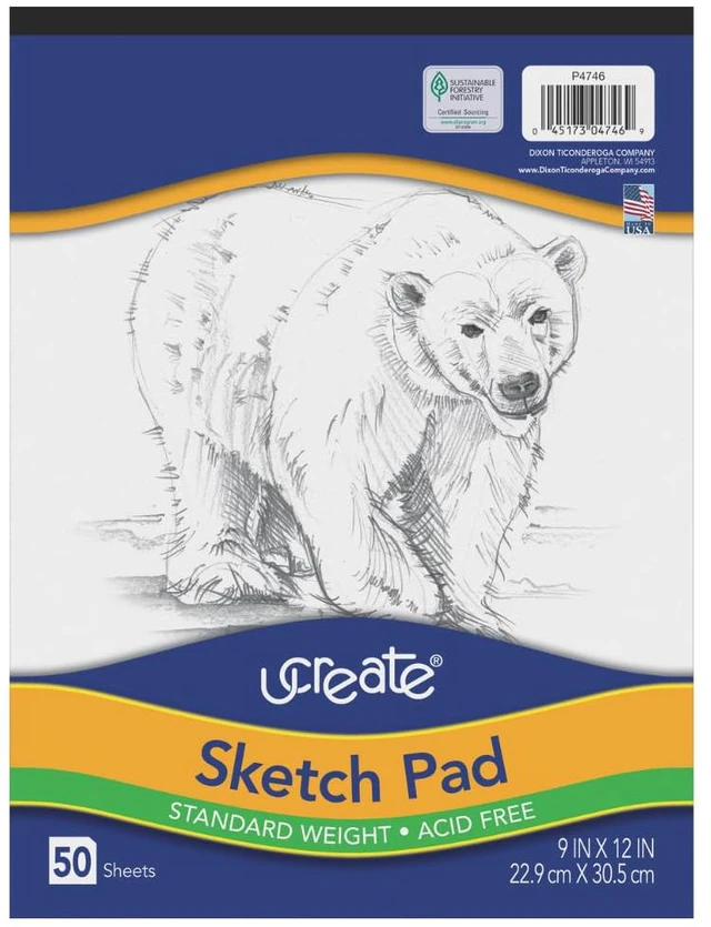 Main image of Sketch Pad, Standard Weight, 9" x 12", 50 Sheets | Supports classroom learning, crafts and creative activities