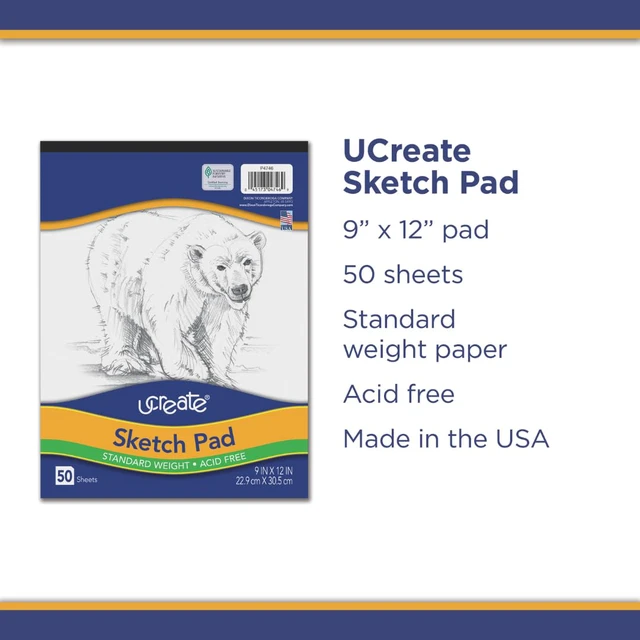 Alt view image 4 of 5 - Sketch Pad, Standard Weight, 9" x 12", 50 Sheets | Supports classroom learning, crafts and creative activities