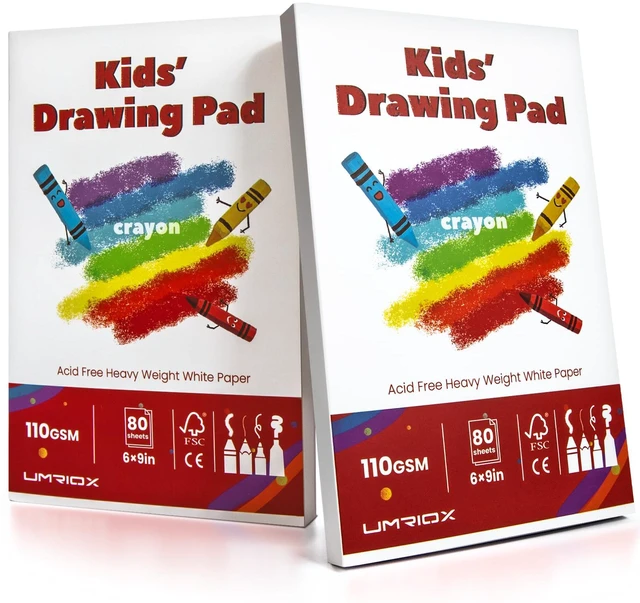 Main image of Drawing Pad for Kids, 6x9 Sketch Book, 2-Pack, 80 Sheets Each | Portable Glue-Bound Sketch Pad, 110gsm Acid-Free Paper, Kids Art Supplies for Drawing, School, Travel & Creative Activities