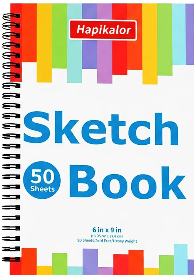 Main image of 6"x9" Sketch Book, 1-Pack 50 Sheets Spiral Bound Art Sketchbook | Acid-Free Drawing Paper, Art Sketch Pad for Dry Media, Pencil, Sketching & Practice, School Supplies for Kids Adults