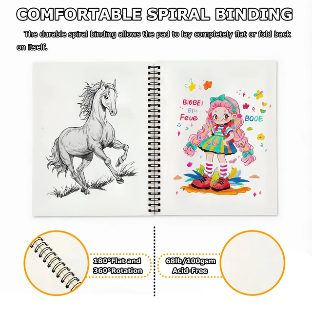 Alt view image 2 of 6 - 6"x9" Sketch Book, 1-Pack 50 Sheets Spiral Bound Art Sketchbook | Acid-Free Drawing Paper, Art Sketch Pad for Dry Media, Pencil, Sketching & Practice, School Supplies for Kids Adults