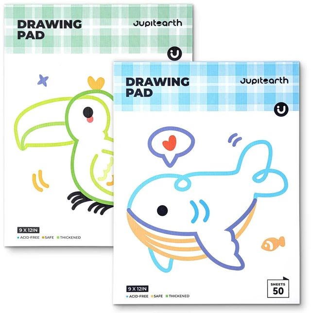 Main image of Blank Drawing Paper for Kids 9x12 Inch 2-Pack 100 Sheets | 50 Sheets Each, Acid-Free Thickened Glue-Bound Sketch Book, Art Supplies, Drawing Pad for Coloring Painting for School
