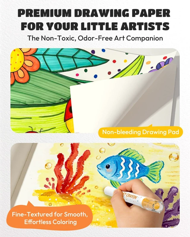 Alt view image 3 of 7 - Blank Drawing Paper for Kids 9x12 Inch 2-Pack 100 Sheets | 50 Sheets Each, Acid-Free Thickened Glue-Bound Sketch Book, Art Supplies, Drawing Pad for Coloring Painting for School