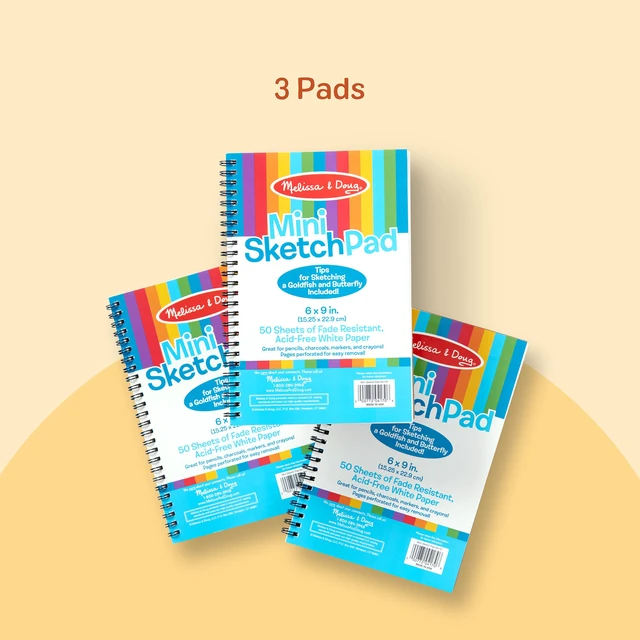Alt view image 3 of 7 - Drawing Paper, Sketch Pad, 3-Pack Bundle for Coloring, Writing or Painting (6 x 9 inches) - 50 Sheets Each, Kids Drawing Pad & Art Supplies for Kids Ages 3+
