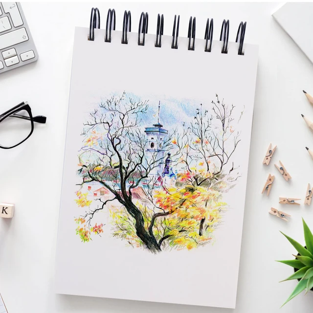 Alt view image 4 of 5 - Sketch Book, 5.5" x 8.5" Sketchbook with 60 Sheets (68lb/100gsm), 1 Pack Drawing Pad Acid Free Drawing Book Sketch Pad for Kids Adults Beginners Artists
