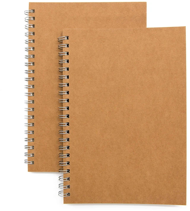 Main image of Soft Cover Spiral Notebook Journal 2-Pack, Blank Sketch Book Pad, Wirebound Memo Notepads Diary Notebook Planner with Unlined Paper, 100 Pages/ 50 Sheets, 7.5 inch x 5.1 inch (Brown)