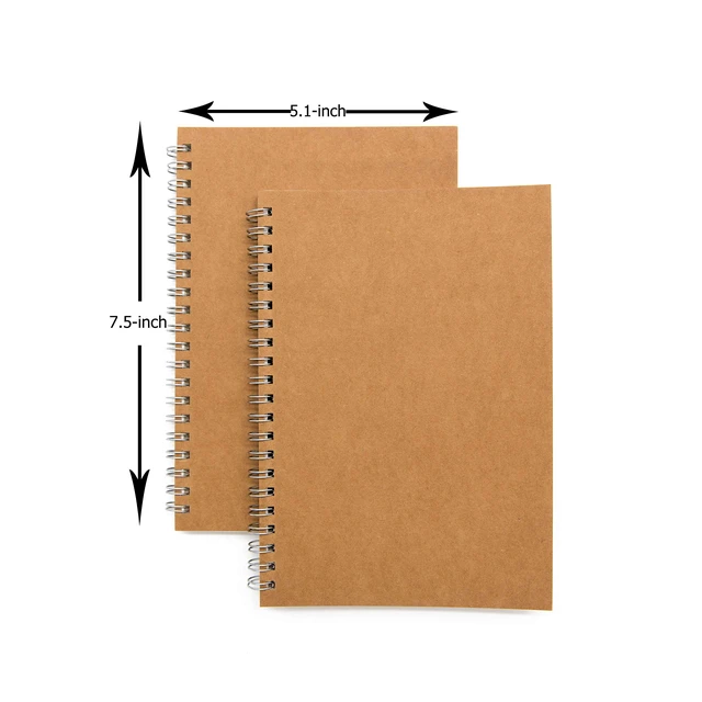 Alt view image 2 of 6 - Soft Cover Spiral Notebook Journal 2-Pack, Blank Sketch Book Pad, Wirebound Memo Notepads Diary Notebook Planner with Unlined Paper, 100 Pages/ 50 Sheets, 7.5 inch x 5.1 inch (Brown)
