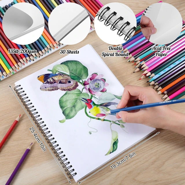 Alt view image 3 of 7 - 7.6 × 10In Marker Sketchbook, 200gsm Double-Sided Bleedproof Marker Paper | 30 Sheets Acid-Free Smooth Paper, Spiral Bound & Tear Line, Lays Flat for Markers, Pens