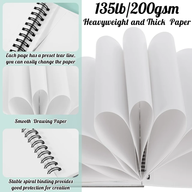 Alt view image 4 of 7 - 7.6 × 10In Marker Sketchbook, 200gsm Double-Sided Bleedproof Marker Paper | 30 Sheets Acid-Free Smooth Paper, Spiral Bound & Tear Line, Lays Flat for Markers, Pens