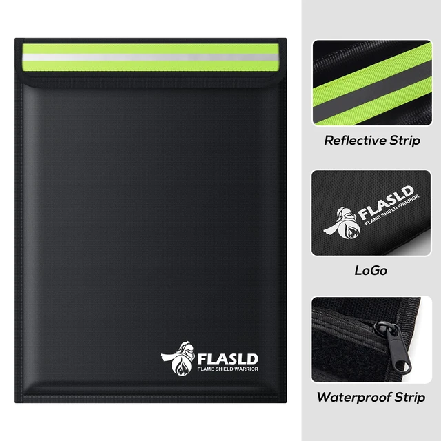 Alt view image 3 of 7 - Fireproof Document & Money Bags, Large Fireproof & Water Resistant Bag, Fireproof Folder Safe Bag for Cash, Valuables & Passport, with Silicone Coating & Zipper Closure (Document Bag-15x11)