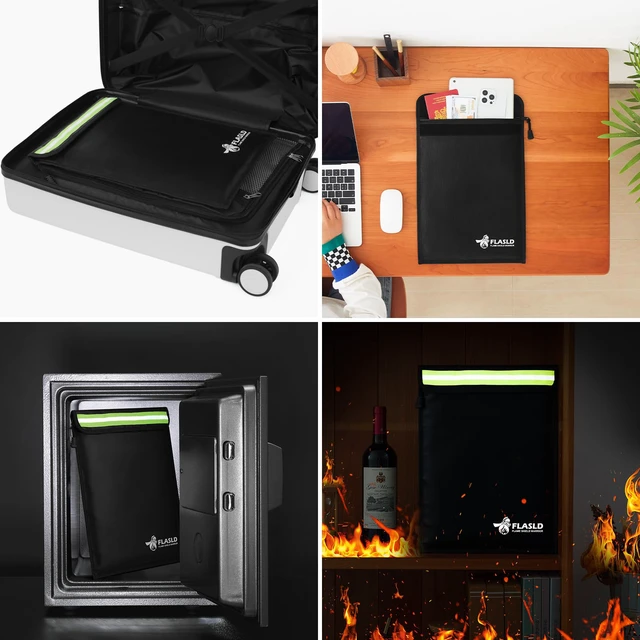 Alt view image 5 of 7 - Fireproof Document & Money Bags, Large Fireproof & Water Resistant Bag, Fireproof Folder Safe Bag for Cash, Valuables & Passport, with Silicone Coating & Zipper Closure (Document Bag-15x11)