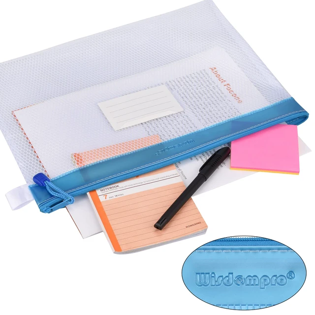 Alt view image 2 of 7 - Zipper Pouch, 4 Pack Waterproof Mesh File Bag, Document Organizer | 13.3x9.8", Letter Size Mesh Bag with Outer Label Pocket, Durable, Perfect for File, Paper, Office, School, Home, Blue/Purple