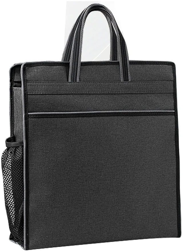 Main image of Oxford Zippered Document Bag with Handle File Tote Bag Pouch for Carrying Paper Files Books Filing Folder 1 Pack (Black)