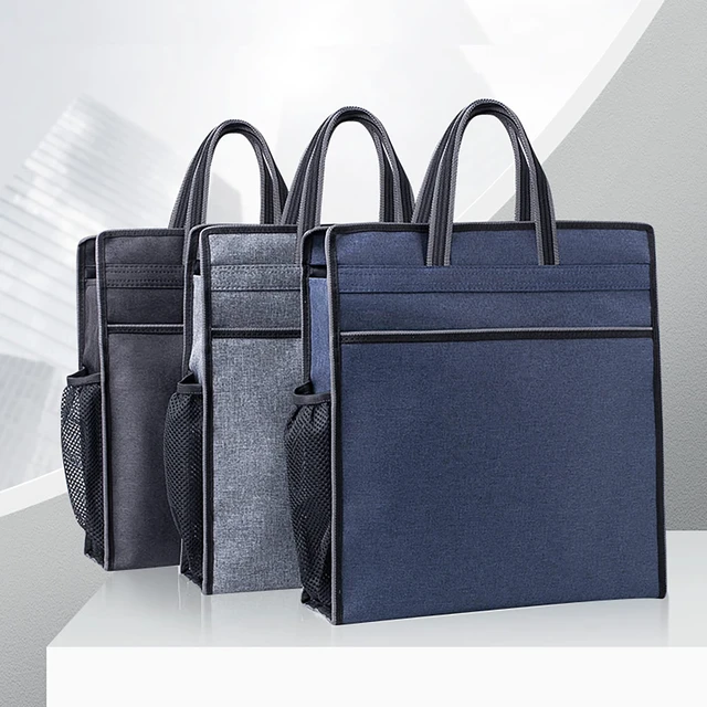 Alt view image 2 of 7 - Oxford Zippered Document Bag with Handle File Tote Bag Pouch for Carrying Paper Files Books Filing Folder 1 Pack (Black)