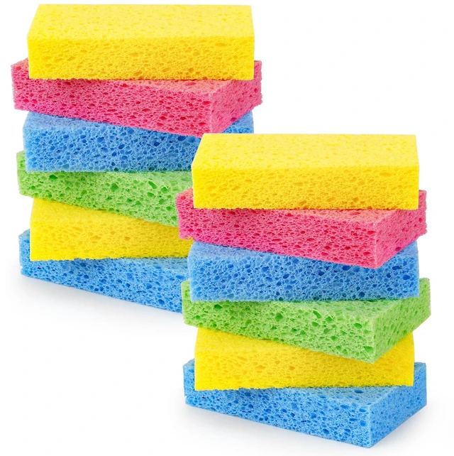 Main image of 12-Count Cellulose Sponges, Heavy Duty Kitchen Sponges, Non-Scratch | Pop-Up Compressed Cellulose Dish Sponges, with a Durable and Firm Texture for Cookware, Bathroom and Household Cleaning