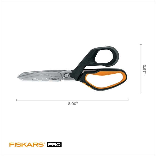 Alt view image 6 of 7 - Pro 8" PowerArc Shop Shears, Heavy Duty Serrated Utility Scissors | PowerArc Blades Make Cuts Easier, Industrial Scissors Cut Insulation, Duct Tape, Cardboard, Rope, Tyvek & More
