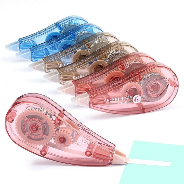 Main image of Correction Tape 6-Pack, 3 Colors (Blue/Pink/Brown) | Smooth Application, Instant Dry, No Smudge