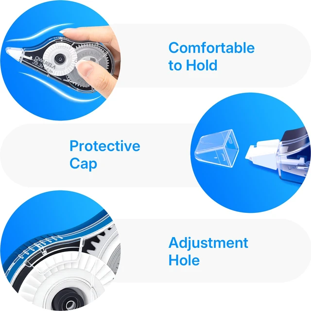 Alt view image 3 of 7 - 16Pcs Correction Tape, 39.3 Ft, Black shell & White Core | No Dry Time, Tear-Resistant, 0.2 in Wide, ideal for Office and School