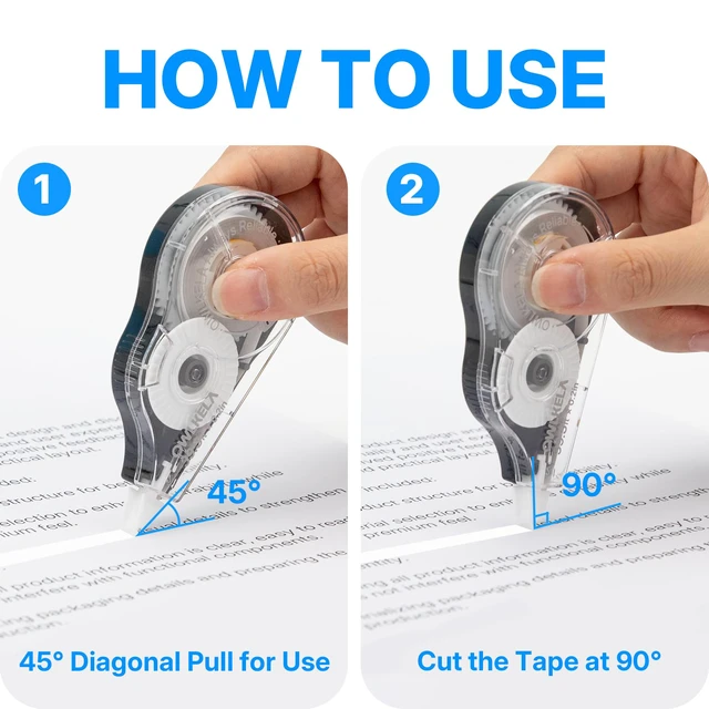 Alt view image 4 of 7 - 16Pcs Correction Tape, 39.3 Ft, Black shell & White Core | No Dry Time, Tear-Resistant, 0.2 in Wide, ideal for Office and School
