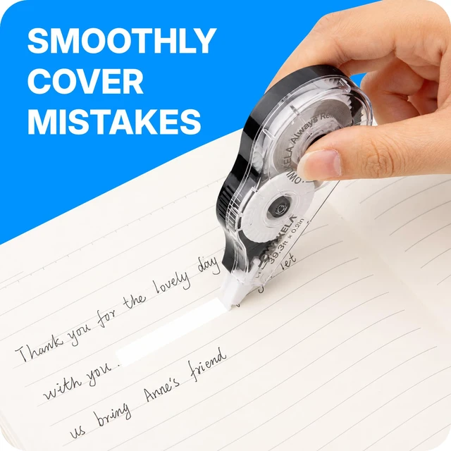 Alt view image 6 of 7 - 16Pcs Correction Tape, 39.3 Ft, Black shell & White Core | No Dry Time, Tear-Resistant, 0.2 in Wide, ideal for Office and School