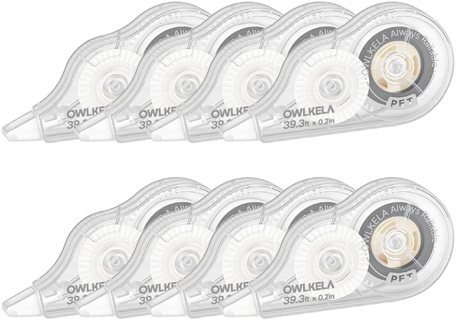 Main image of 8Pcs Correction Tape, 39.3 Ft, Clear | No Dry Time, Tear-Resistant, 0.2 in Wide, ideal for Office and School