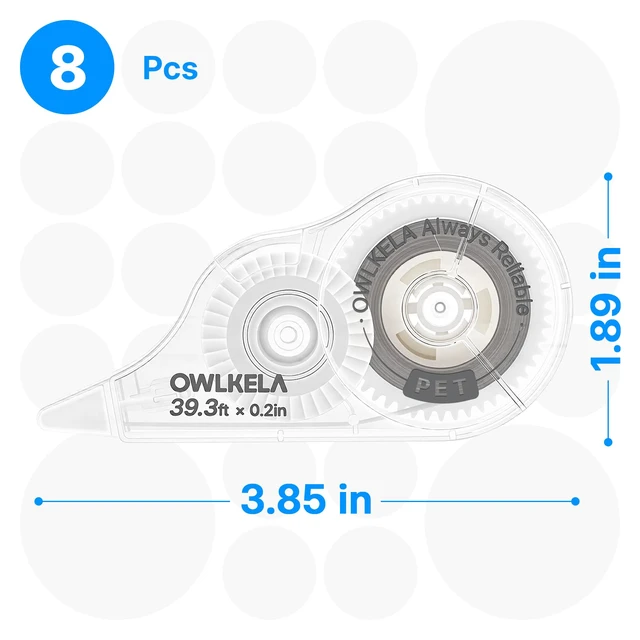 Alt view image 2 of 7 - 8Pcs Correction Tape, 39.3 Ft, Clear | No Dry Time, Tear-Resistant, 0.2 in Wide, ideal for Office and School