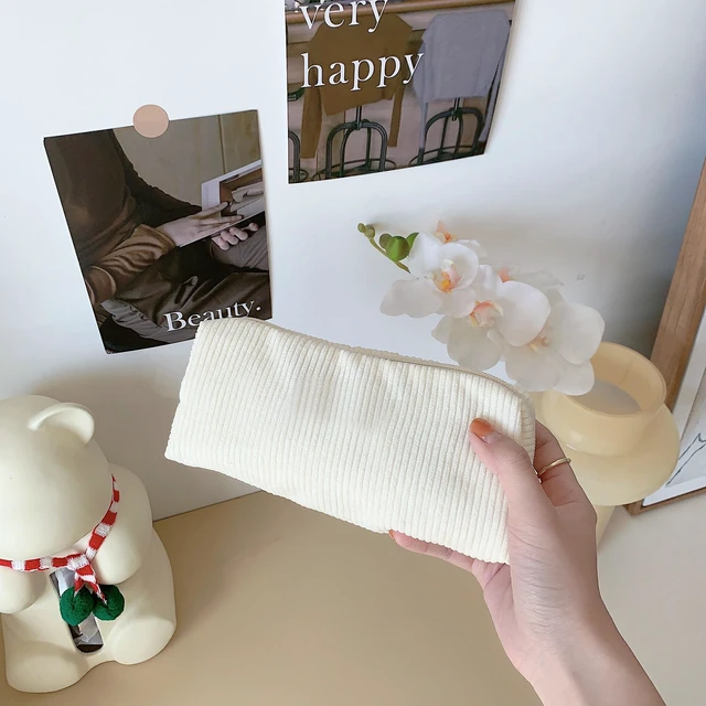 Alt view image 2 of 7 - Cute Pencil Case Aesthetic Student Pencil Pouch Coin Pen Pouch Cosmetic Bag Office Stationery Organizer For Kids Teen School (Milk white)