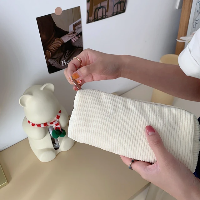 Alt view image 5 of 7 - Cute Pencil Case Aesthetic Student Pencil Pouch Coin Pen Pouch Cosmetic Bag Office Stationery Organizer For Kids Teen School (Milk white)
