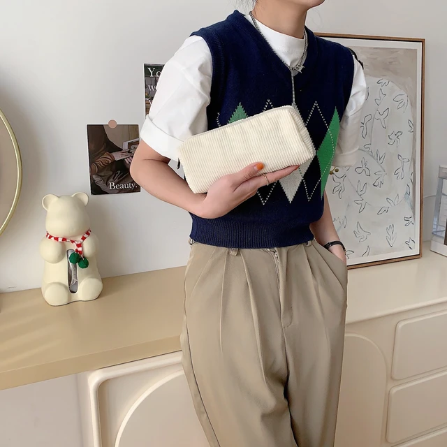 Alt view image 6 of 7 - Cute Pencil Case Aesthetic Student Pencil Pouch Coin Pen Pouch Cosmetic Bag Office Stationery Organizer For Kids Teen School (Milk white)