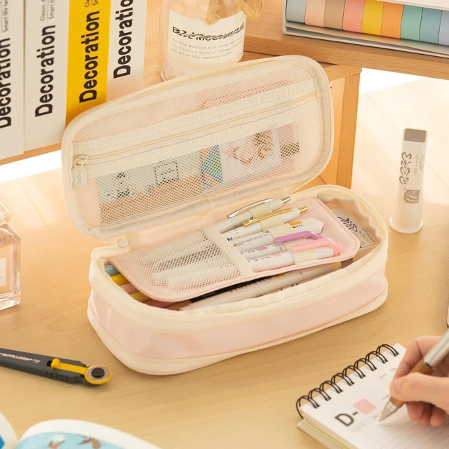 Alt view image 2 of 6 - Big Capacity Pencil Case Large Pencil Pouch Stationery Pen Bag for Teen Girls-Pink