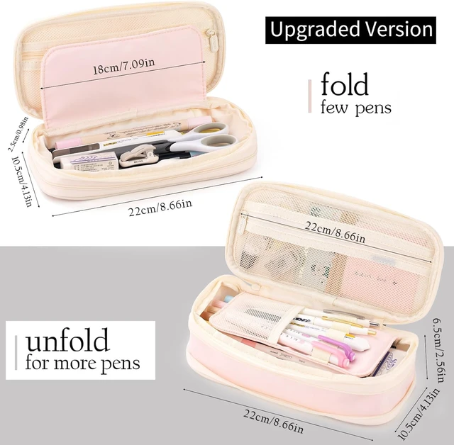 Alt view image 3 of 6 - Big Capacity Pencil Case Large Pencil Pouch Stationery Pen Bag for Teen Girls-Pink