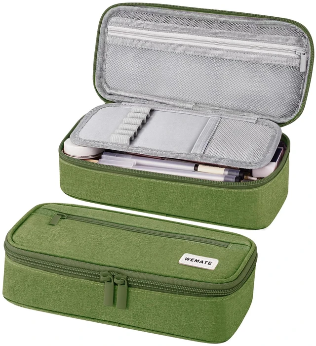 Main image of Pencil Case, Large Storage Organizer for Stationery, Back - to - School Essential, Teacher Must - have, Big Pencil Pouch, Marker Case School Supplies for College & High School Green