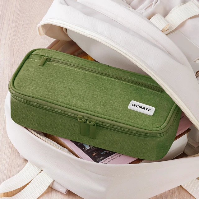 Alt view image 7 of 7 - Pencil Case, Large Storage Organizer for Stationery, Back - to - School Essential, Teacher Must - have, Big Pencil Pouch, Marker Case School Supplies for College & High School Green