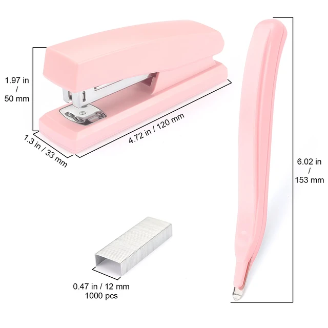 Alt view image 2 of 7 - Desktop Stapler with Remover & 1000 Staples Pink | Durable & sturdy, Office & home