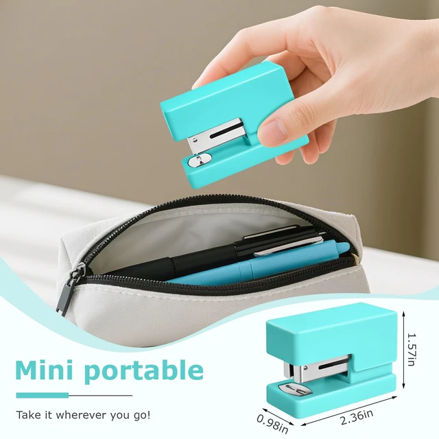 Alt view image 4 of 7 - Green Mini Stapler,Small Desk Staplers,Stapler with 830 Staples | 25 Sheet Capacity,Staple Remover, Desktop Stapler for Office, School, Home