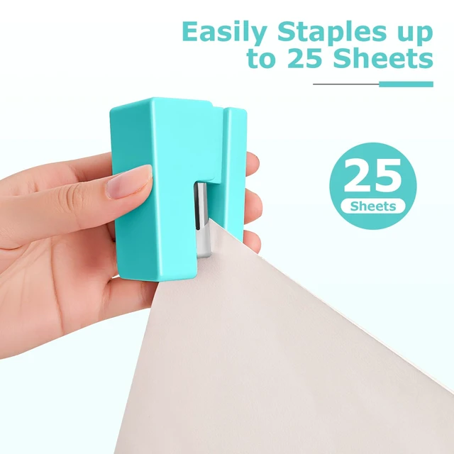 Alt view image 5 of 7 - Green Mini Stapler,Small Desk Staplers,Stapler with 830 Staples | 25 Sheet Capacity,Staple Remover, Desktop Stapler for Office, School, Home