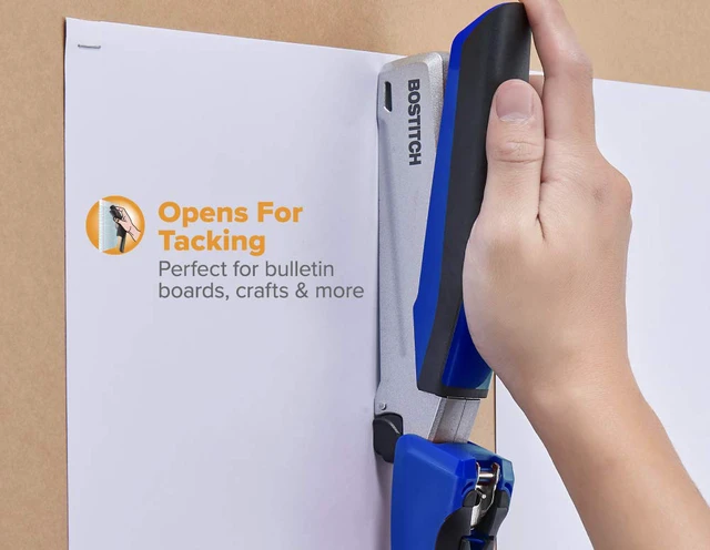 Alt view image 5 of 7 - Bostitch Office InPower Spring-Powered Premium Desktop Stapler - One Finger, No Effort, Blue/Silver (1118)