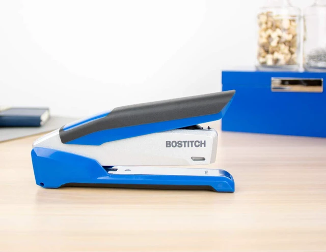 Alt view image 7 of 7 - Bostitch Office InPower Spring-Powered Premium Desktop Stapler - One Finger, No Effort, Blue/Silver (1118)