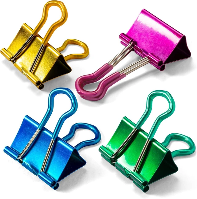 Main image of Easy Grip Medium Binder Clips, Assorted Metallic Colors, 12 Pack (31054)