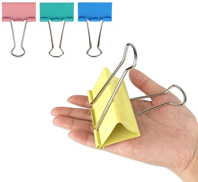 Main image of Mega-Sized 3-Inch Premium Colored Binder Clips - 8-Pack Featuring 4 Distinct Colors, 2 Extra Large Clips Each