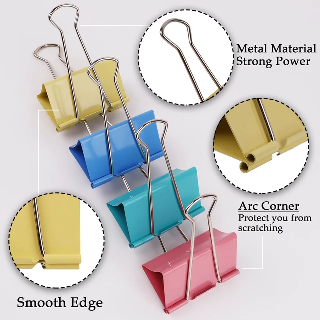 Alt view image 3 of 7 - Mega-Sized 3-Inch Premium Colored Binder Clips - 8-Pack Featuring 4 Distinct Colors, 2 Extra Large Clips Each