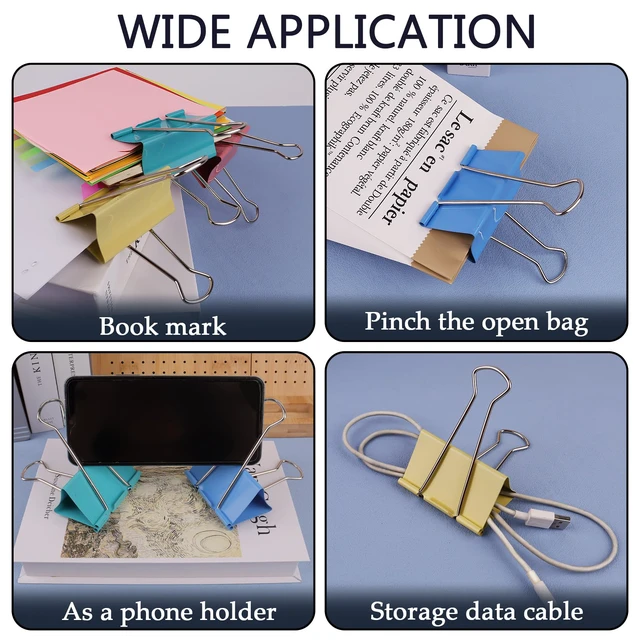 Alt view image 6 of 7 - Mega-Sized 3-Inch Premium Colored Binder Clips - 8-Pack Featuring 4 Distinct Colors, 2 Extra Large Clips Each