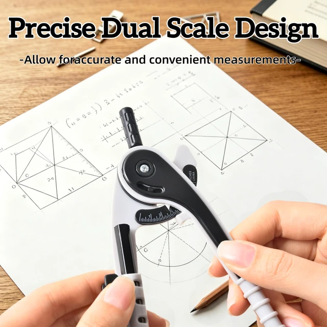 Alt view image 4 of 6 - Unjoo Compass and Protractor Set, 6 Inch Swing Arm Protractor (Dark Blue) | Compasses for Math for Drafting, Sharpener, Eraser and 180 Degree 6 Inch Clear Protractor, Easy Grip, School Supplies