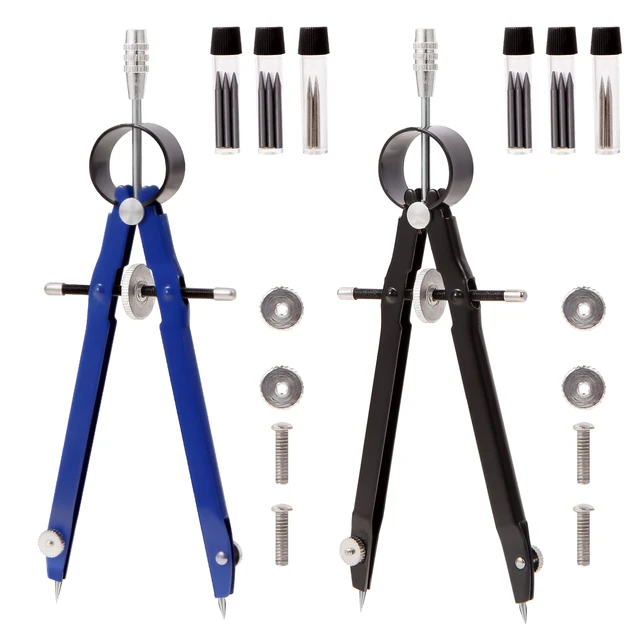 Main image of 2pcs Compass for Geometry, Professional Drawing Compass,Metal Compass, Circle Compass Drawing Tool for Geometry, Math, Drafting, Drawing, Measuring, School & Office Supplies