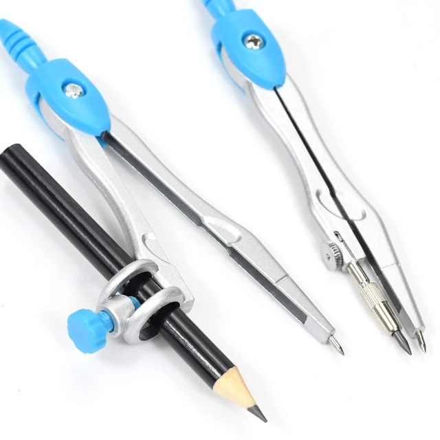 Alt view image 5 of 7 - Geometry Set 10 Pcs Student Supplies, Protractor and Compass (Blue | Shatterproof Storage Box,Rulers,Protractor,Compass,Eraser,Pencil Sharpener,Lead Refills,Pencil,for Classroom, Back to School