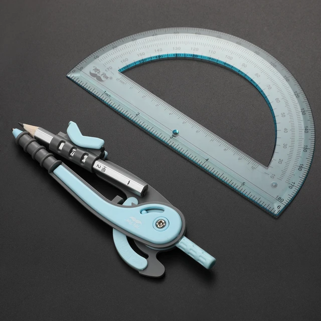 Alt view image 5 of 7 - Geometry Compass and Protractor Set, 6 Inch Compass | 6 Inch Protractor, Drawing Tool for School, Clear Plastic, Easy Grip, Precision Design for Math, Art, Drafting, Architecture