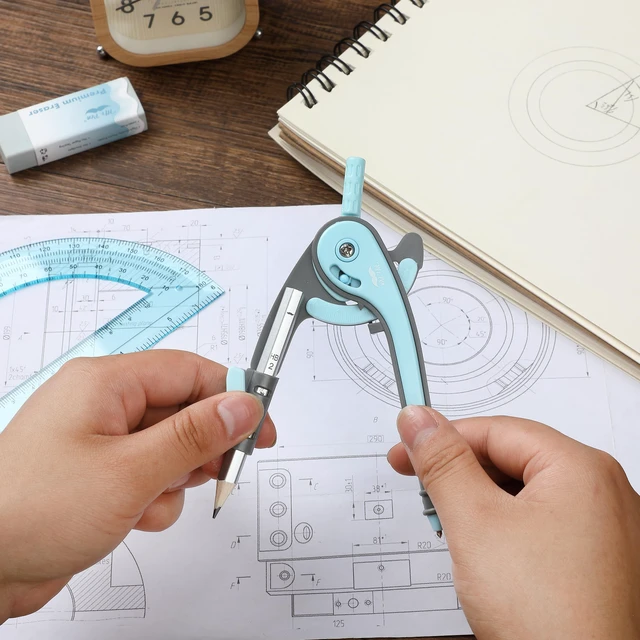 Alt view image 7 of 7 - Geometry Compass and Protractor Set, 6 Inch Compass | 6 Inch Protractor, Drawing Tool for School, Clear Plastic, Easy Grip, Precision Design for Math, Art, Drafting, Architecture