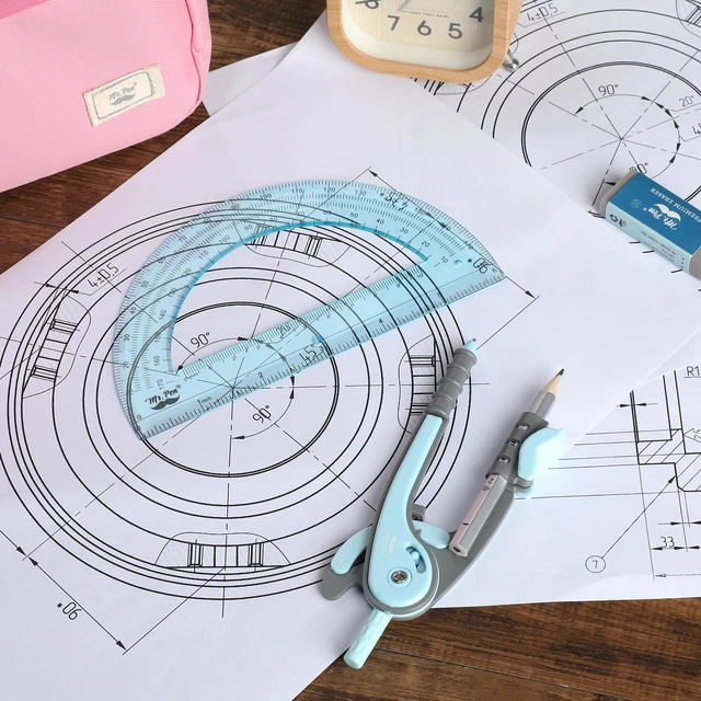 Alt view image 6 of 7 - Geometry Compass and Protractor Set, 6 Inch Compass | 6 Inch Protractor, Drawing Tool for School, Clear Plastic, Easy Grip, Precision Design for Math, Art, Drafting, Architecture