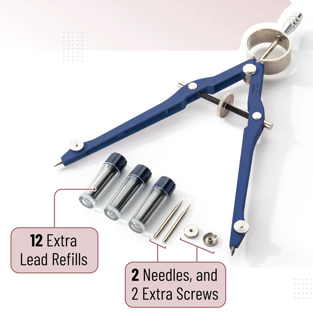 Alt view image 2 of 7 - Professional Compass for Geometry, Extra Lead | Metal Compass Drawing Tool for Students, Drafting and Engineering, Technical Drawings, Circles and Geometry Projects
