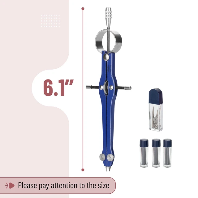 Alt view image 3 of 7 - Professional Compass for Geometry, Extra Lead | Metal Compass Drawing Tool for Students, Drafting and Engineering, Technical Drawings, Circles and Geometry Projects